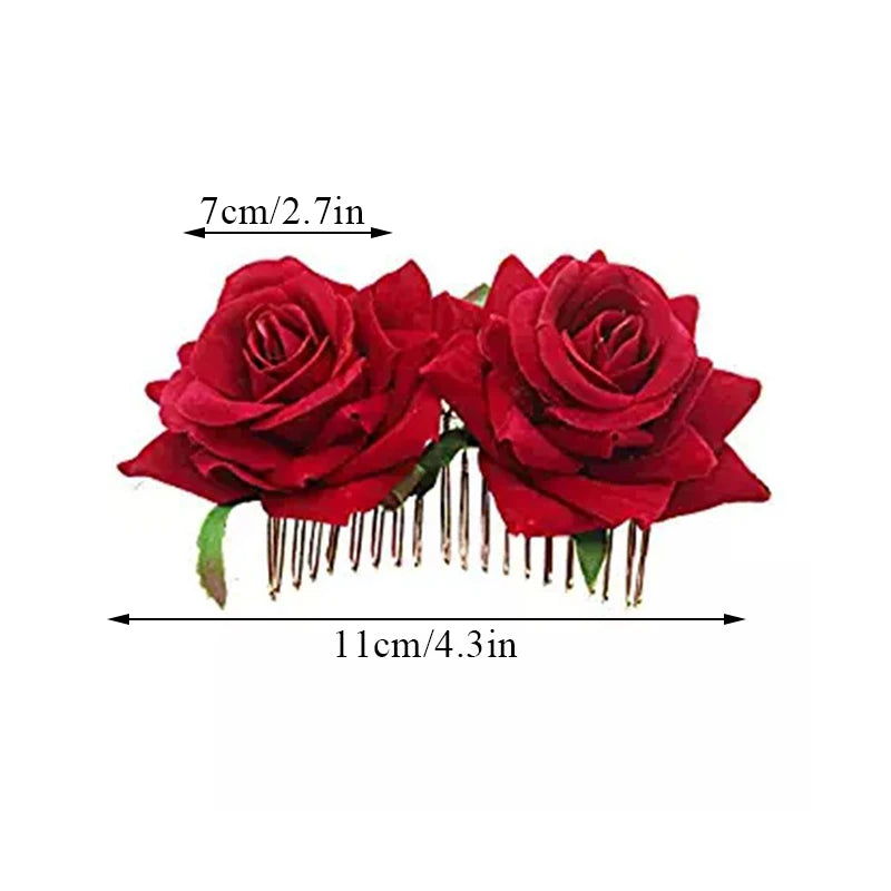 Pince à Cheveux Fleur Rose Satinée pour Femme
