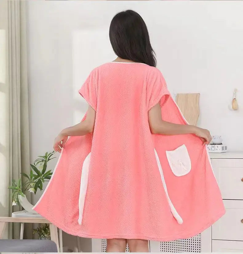 Kimono Peignoir Femme Doux et Absorbant en Polaire Corail