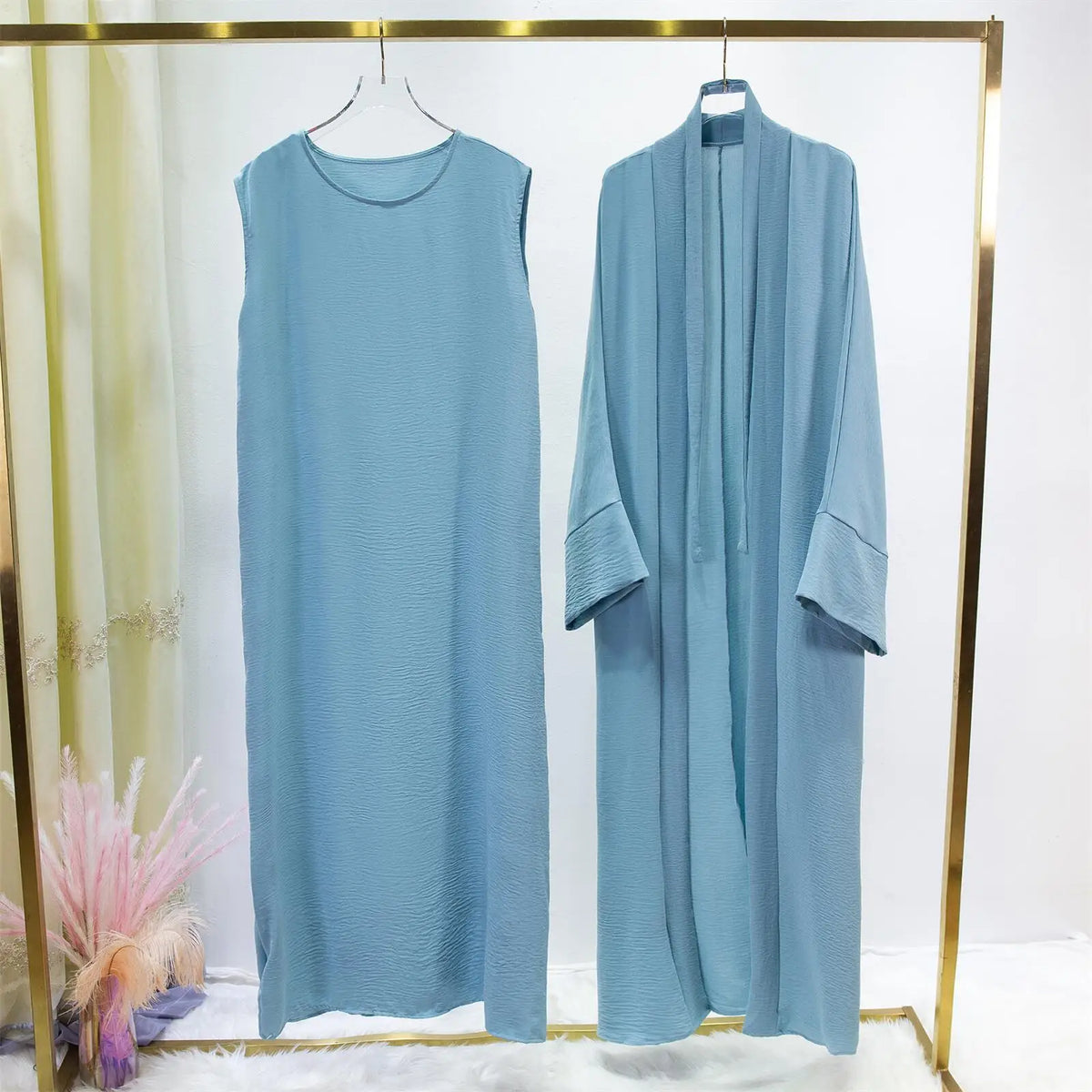 Ensemble Robe et Kimono Abaya Long Femme - Style Décontracté et Confortable