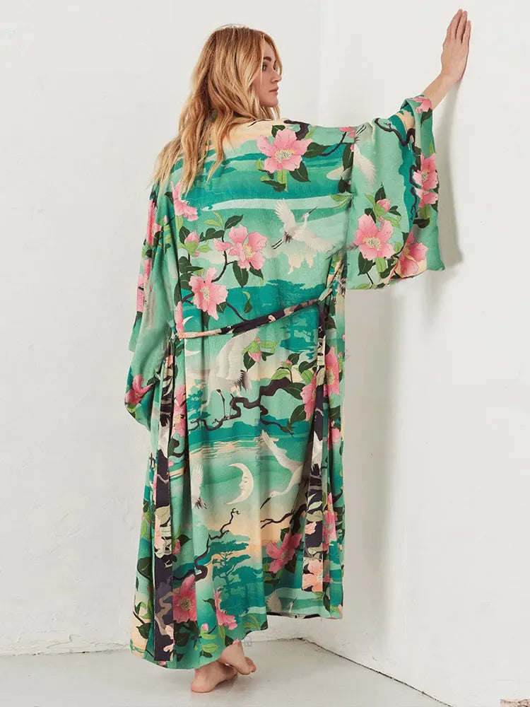 Kimono Long Bohème Fleuri