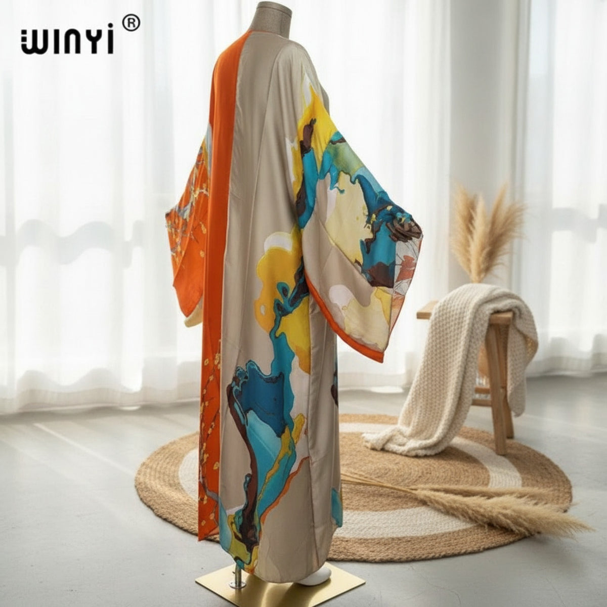 Kimono Long Bohème Imprimé Polyester Femme - Style "Young Style"