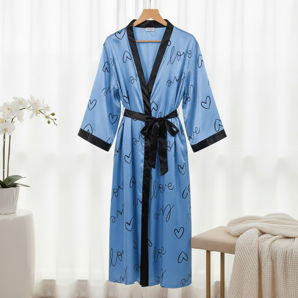 Kimono Long Satiné Femme Grande Taille - Motif Léopard & Imprimés