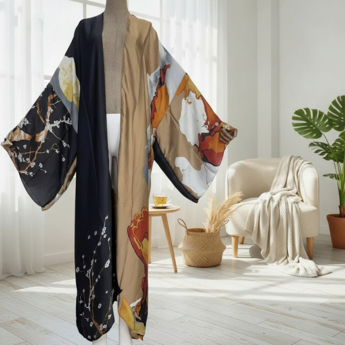 Kimono Long Bohème Imprimé Polyester - Taille Unique