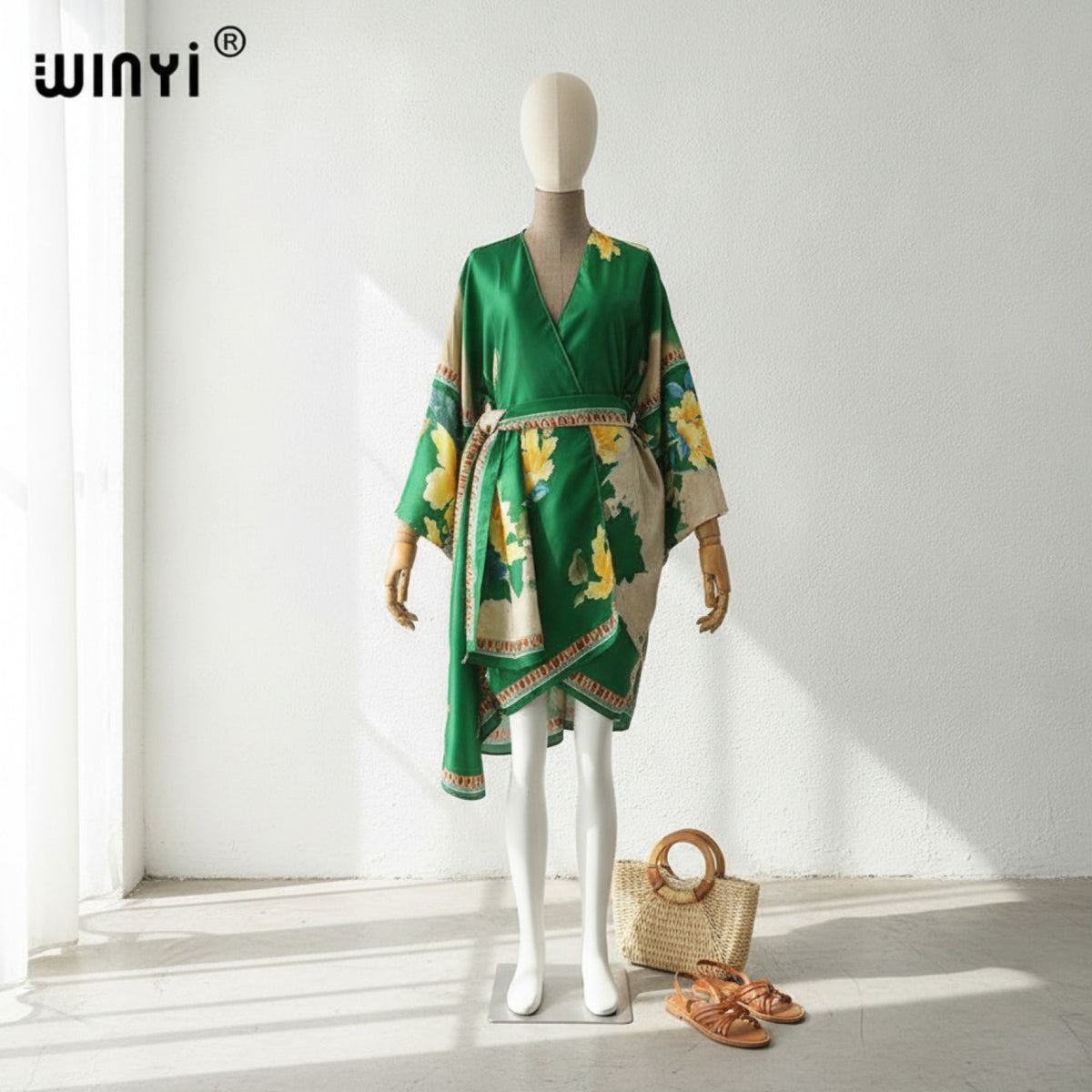 Kimono Mi-long Bohème Imprimé Polyester Femme