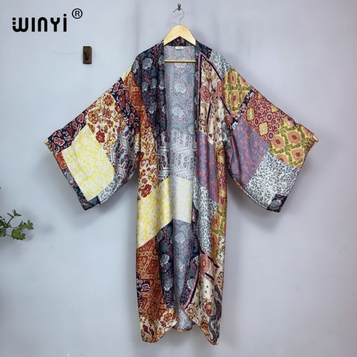 Kimono Long Bohème Imprimé Polyester Femme - Style Léger