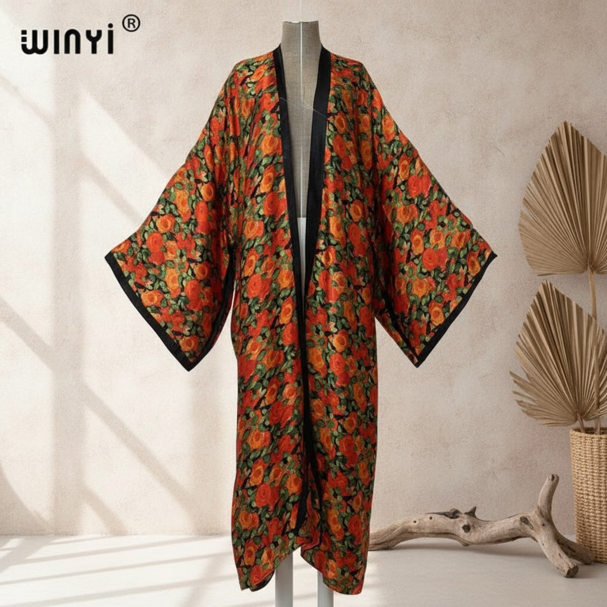 Kimono Long Bohème Imprimé Polyester "Silk Feeling" - Collection Été 2024