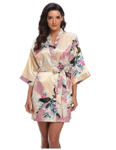 Kimono Mi-Long Satiné Femme - Confort et Style Estival