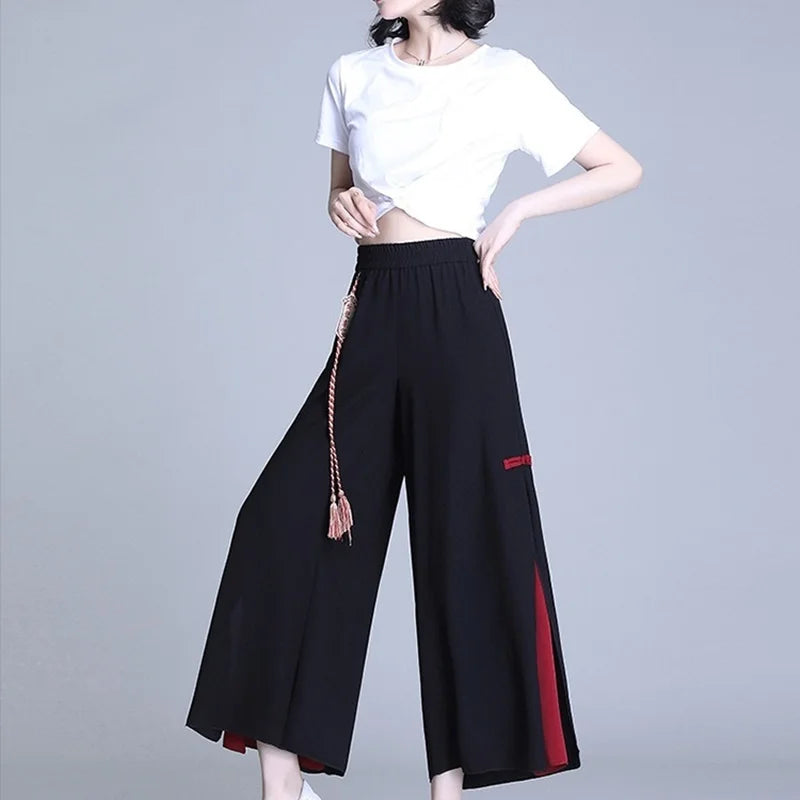 Pantalon Court Fluide en Mousseline pour Femme