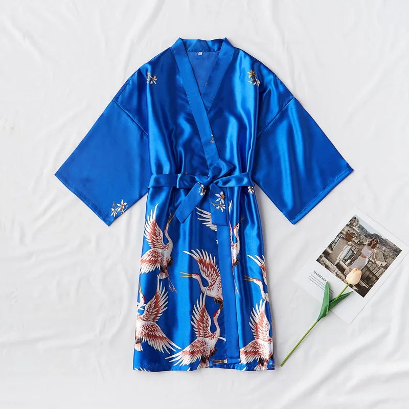 Kimono Mi-long Satin Femme Léger
