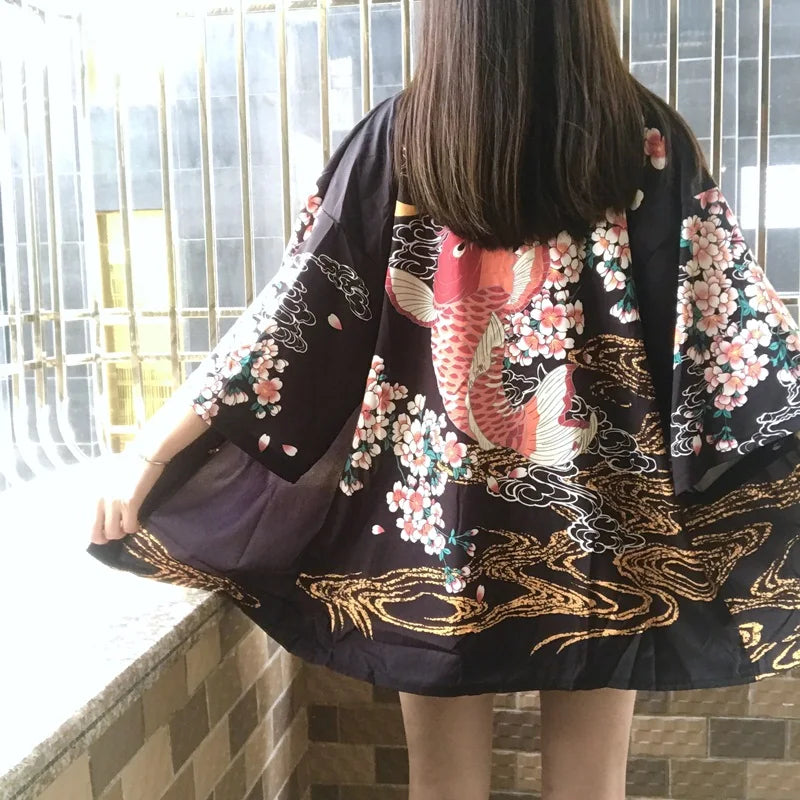 Kimono Court Style Japonais Polyester Mixte