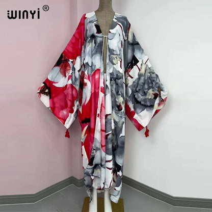 Kimono Long Bohème Femme Imprimé Fleuri - Style Été Léger