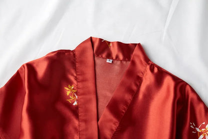 Kimono Mi-long Satin Femme Léger