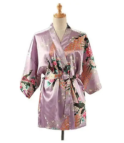 Kimono Mi-Long/Court Satin Femme - Léger et Confortable