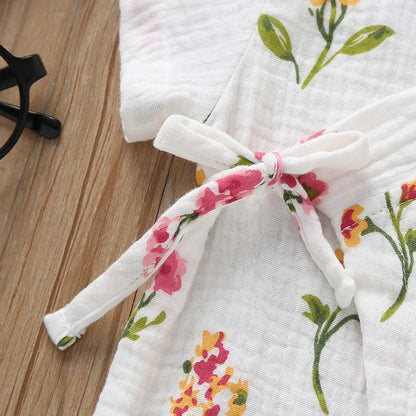 Barboteuse Bébé Fille Fleurie en Coton - Style Kimono d'Été