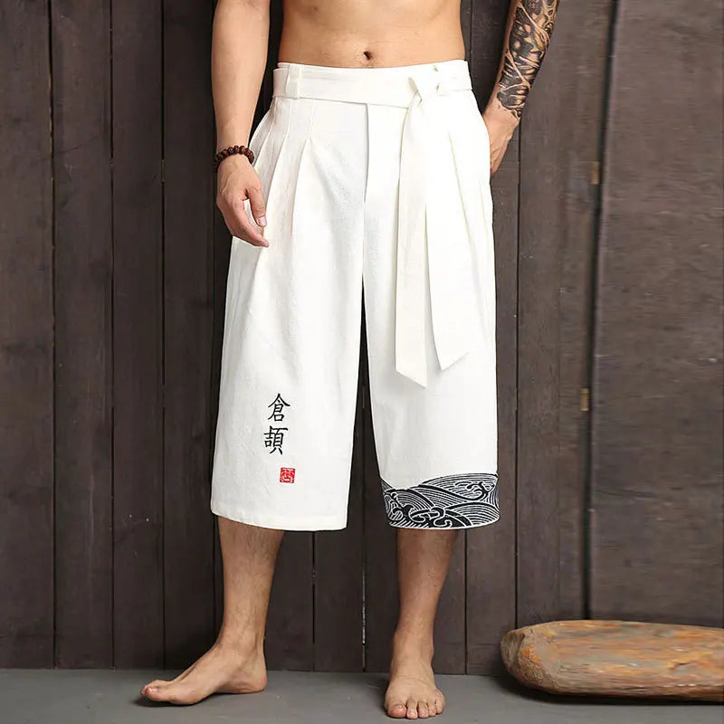 Pantalon Japonais Traditionnel Homme en Lin - Style Décontracté