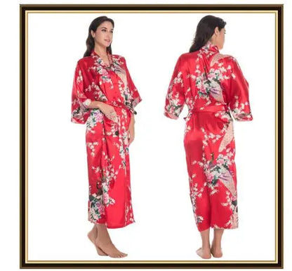 Kimono Mi-long Satiné Femme Imprimé