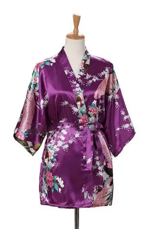 Kimono Mi-Long/Court Satin Femme - Léger et Confortable
