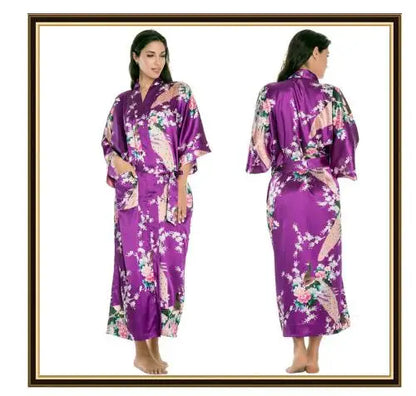 Kimono Mi-long Satiné Femme Imprimé