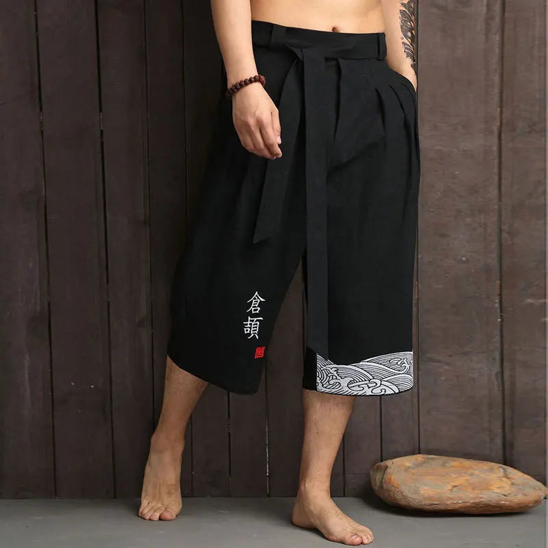 Pantalon Japonais Traditionnel Homme en Lin - Style Décontracté