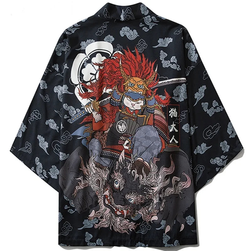 Kimono Court Polyester Motif Japonais