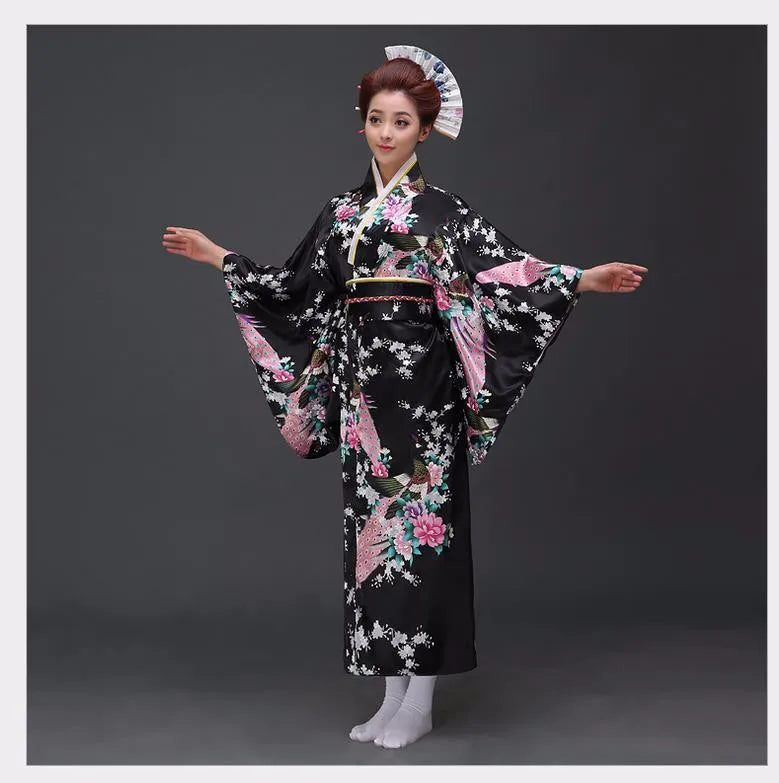 Kimono Femme Traditionnel Japonais Satiné