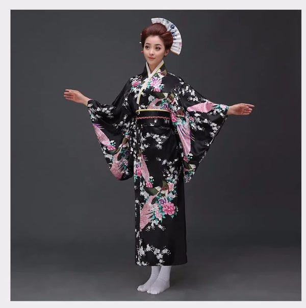 Kimono Femme Traditionnel Japonais Satiné