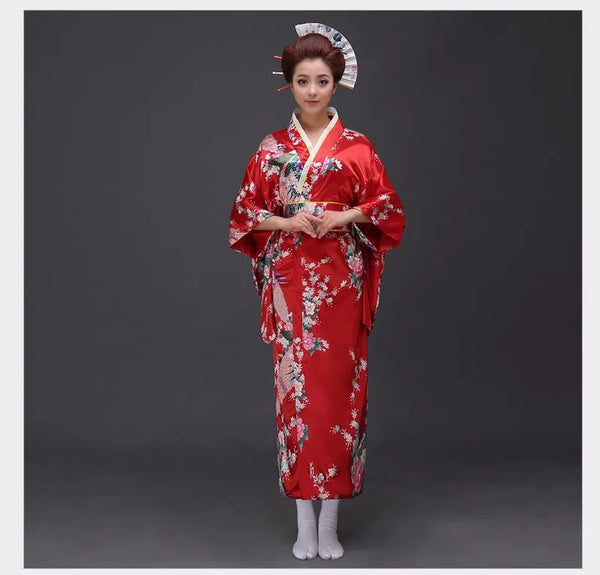 Kimono Femme Traditionnel Japonais Satiné