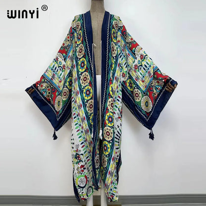 Kimono Long Femme Imprimé Style Bohémien