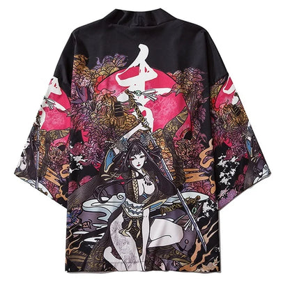 Kimono Court Polyester Motif Japonais