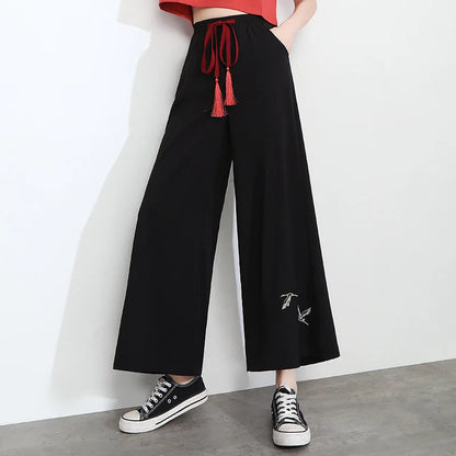 Pantalon Court Femme Léger Motif Oiseaux