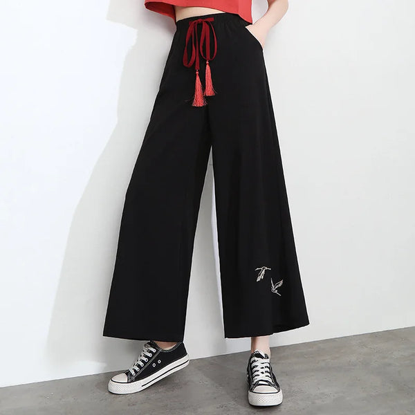 Pantalon Court Femme Léger Motif Oiseaux