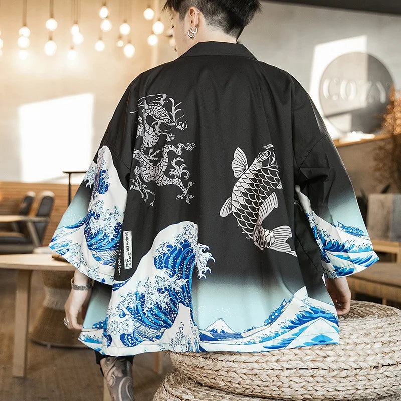 Kimono Homme Manches Courtes Style Traditionnel Asiatique