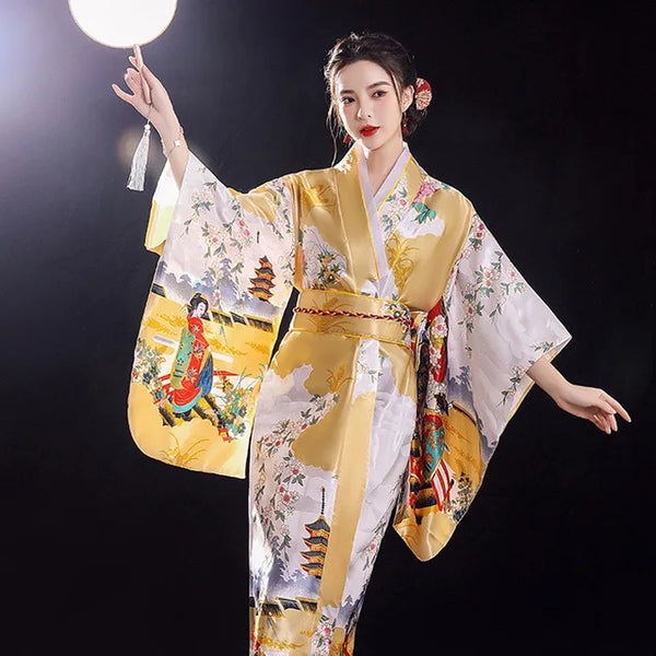 Kimono Femme Traditionnel Style Japonais en Satin