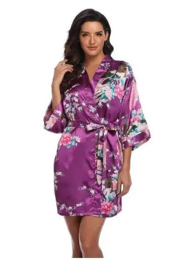 Kimono Mi-Long Satiné Femme - Confort et Style Estival