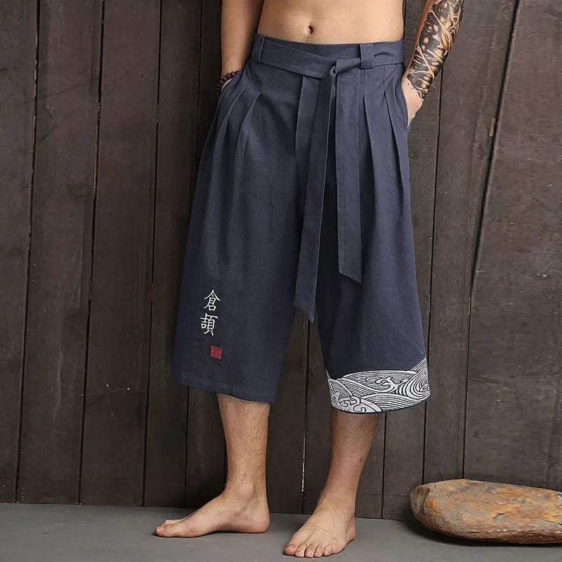 Pantalon Japonais Traditionnel Homme en Lin - Style Décontracté