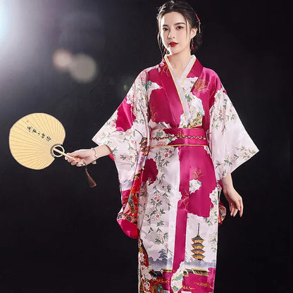 Kimono Femme Traditionnel Satiné Long
