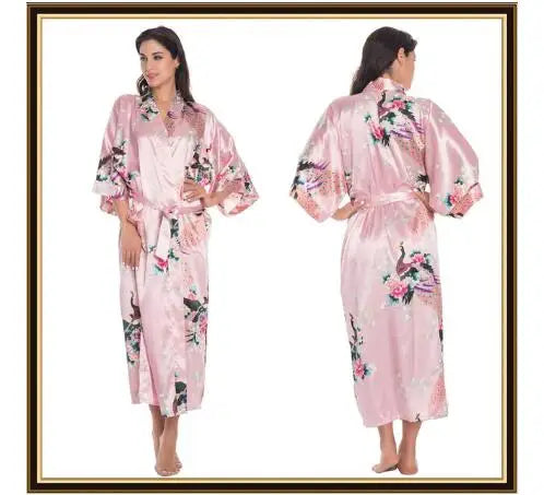 Kimono Mi-long Satiné Femme Imprimé