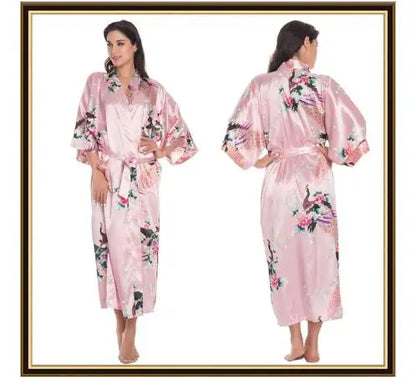 Kimono Mi-long Satiné Femme Imprimé