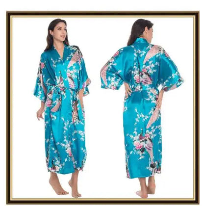 Kimono Mi-long Satiné Femme Imprimé