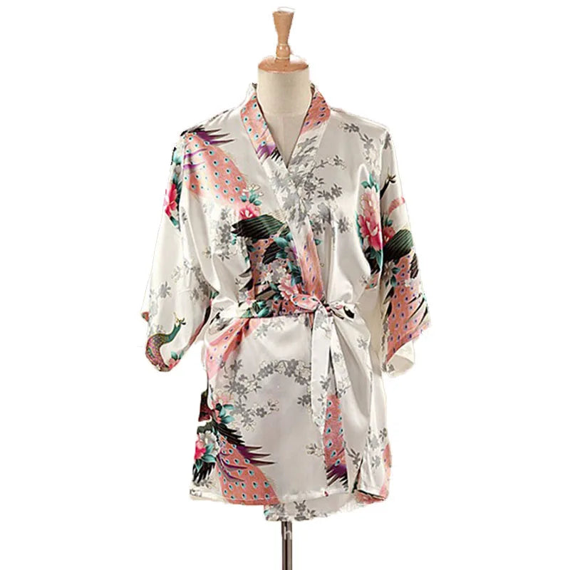 Kimono Mi-Long/Court Satin Femme - Léger et Confortable