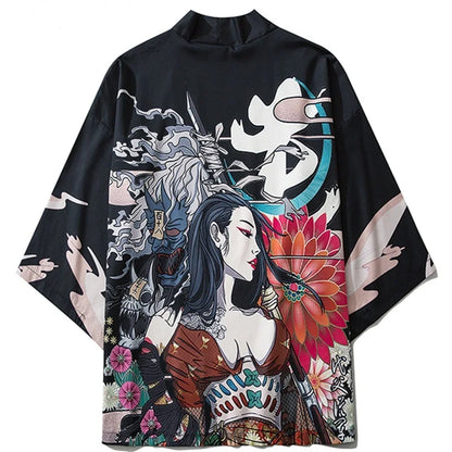Kimono Court Polyester Motif Japonais