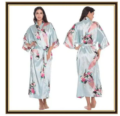 Kimono Mi-long Satiné Femme Imprimé