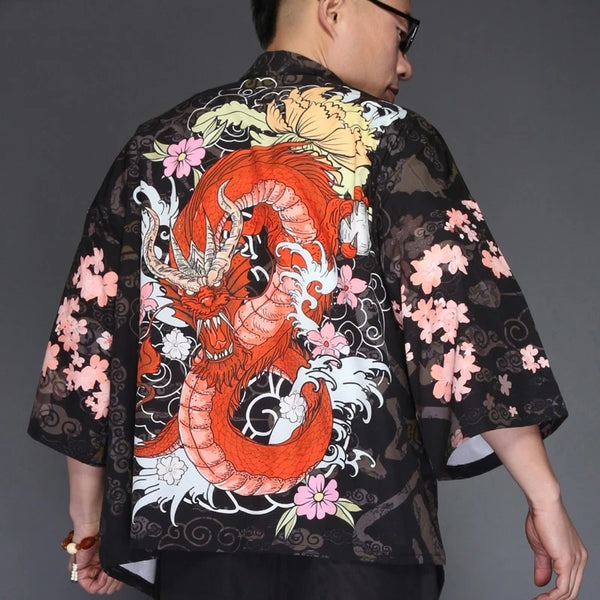 Kimono Homme Manches Courtes Style Traditionnel Asiatique