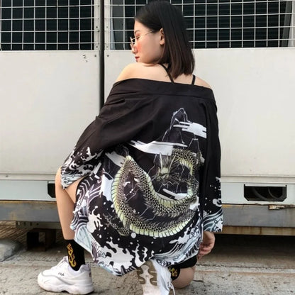 Kimono Court Polyester Style Japonais