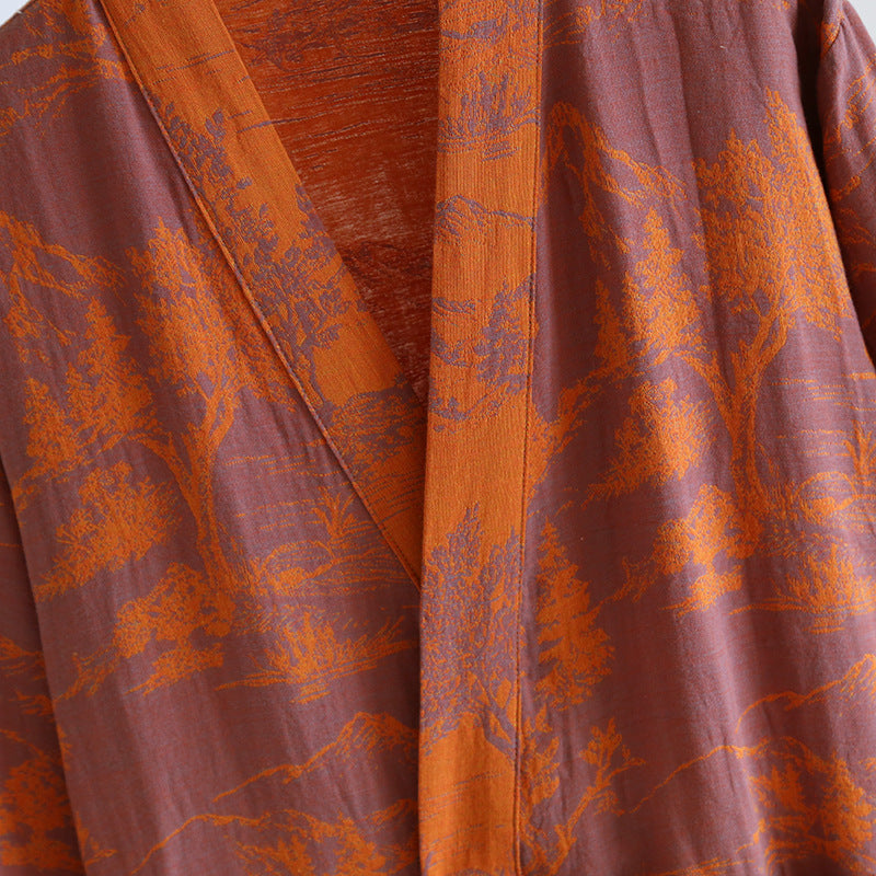 Kimono Mi-long Imprimé en Coton - Confort & Style