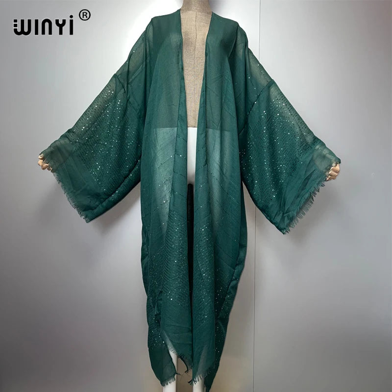 Kimono Long Bohème Imprimé pour Femme - Style Léger et Transparent