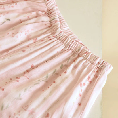 Ensemble Pyjama Long Femme en Coton à Manches Longues et Imprimé Floral