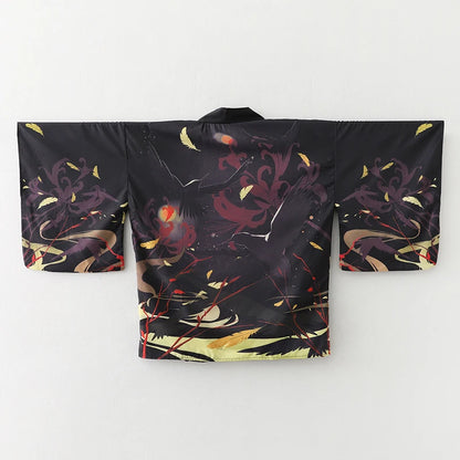 Kimono Court Léger Style Japonais - Noir