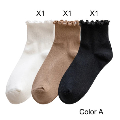 Lot de 3 Paires de Chaussettes Femme Coton Style Japonais - Confortables et Casual