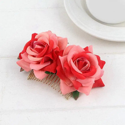 Pince à Cheveux Fleur Rose Satinée pour Femme